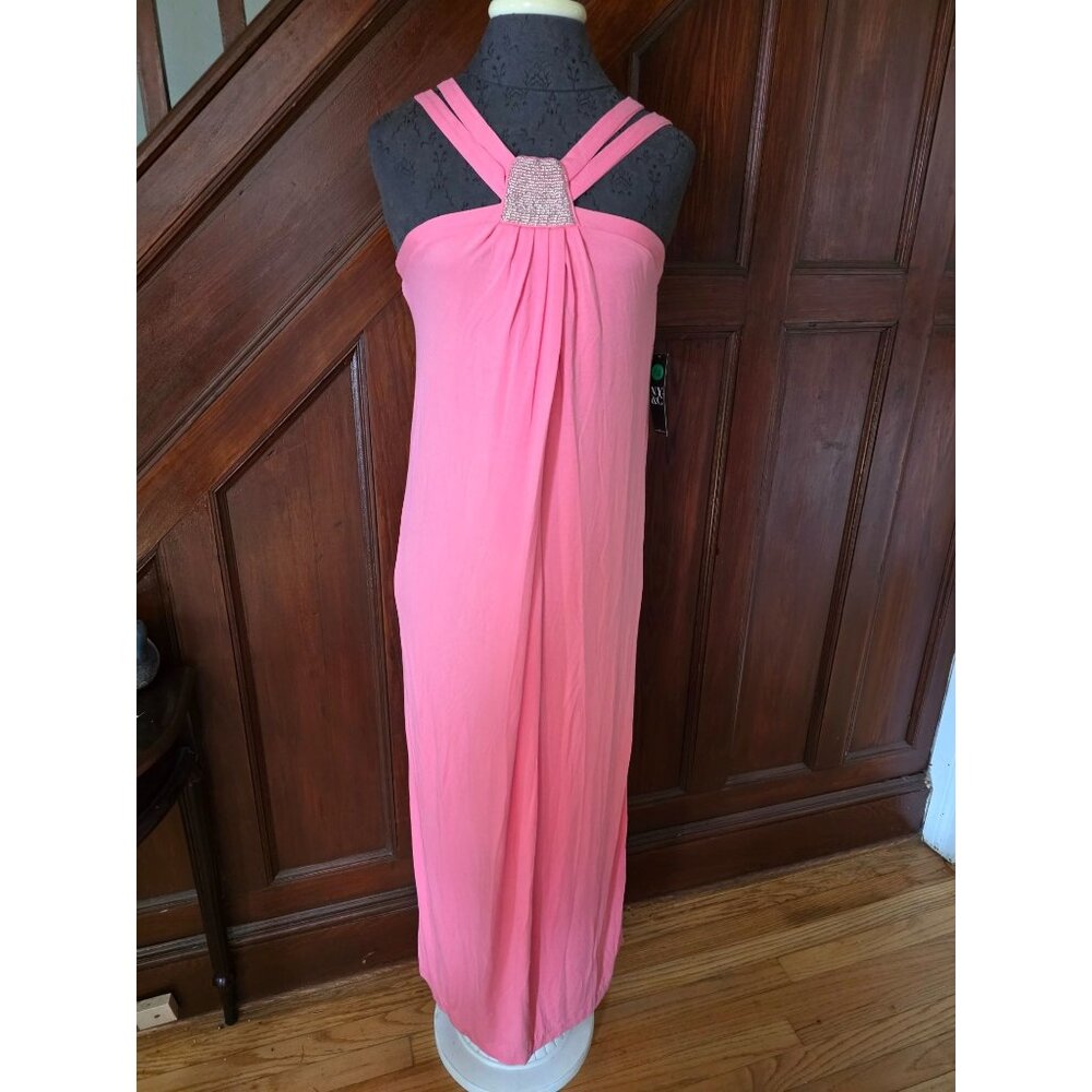 Pink NY Co Maxi Dress With Beaded Strap Detail Size XS